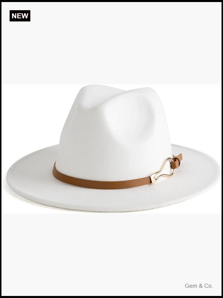 Wide Brim Fedora Floppy Panama Hat With Belt Buckle, Adjustable
